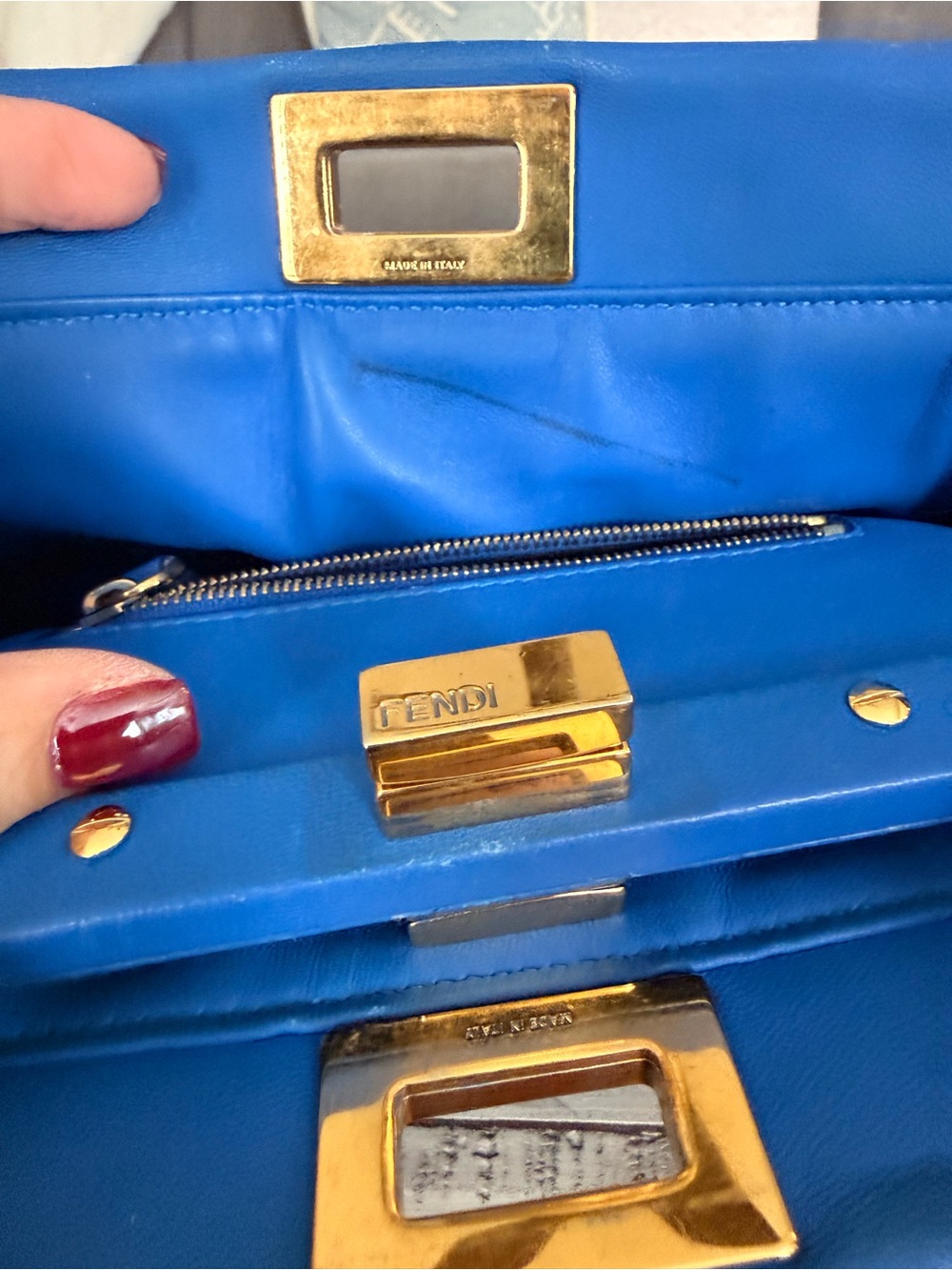 Fendi Peekaboo Mini in Electric Blue with Gold Hardware - Picture 14 of 16